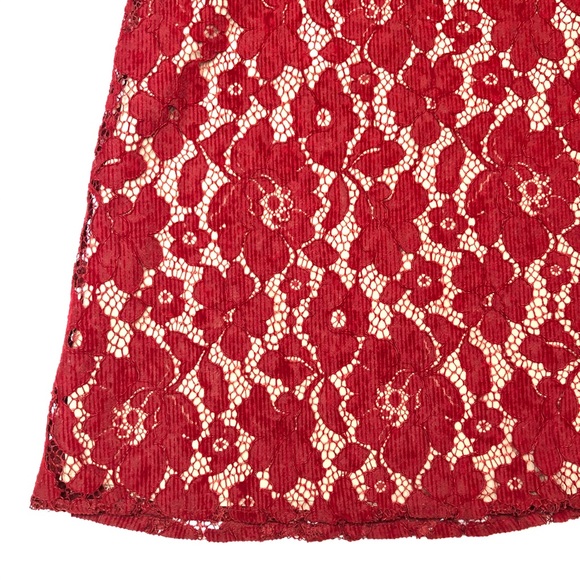 Free People Red Lace Mini Dress Size 2 - Picture 6 of 8